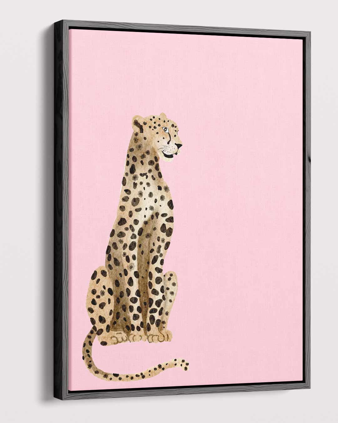 Elegante Luipaard op Roze Achtergrond Kunstwerk-canvas-dibond-plexiglas-wanddecoratie-WallArtistic