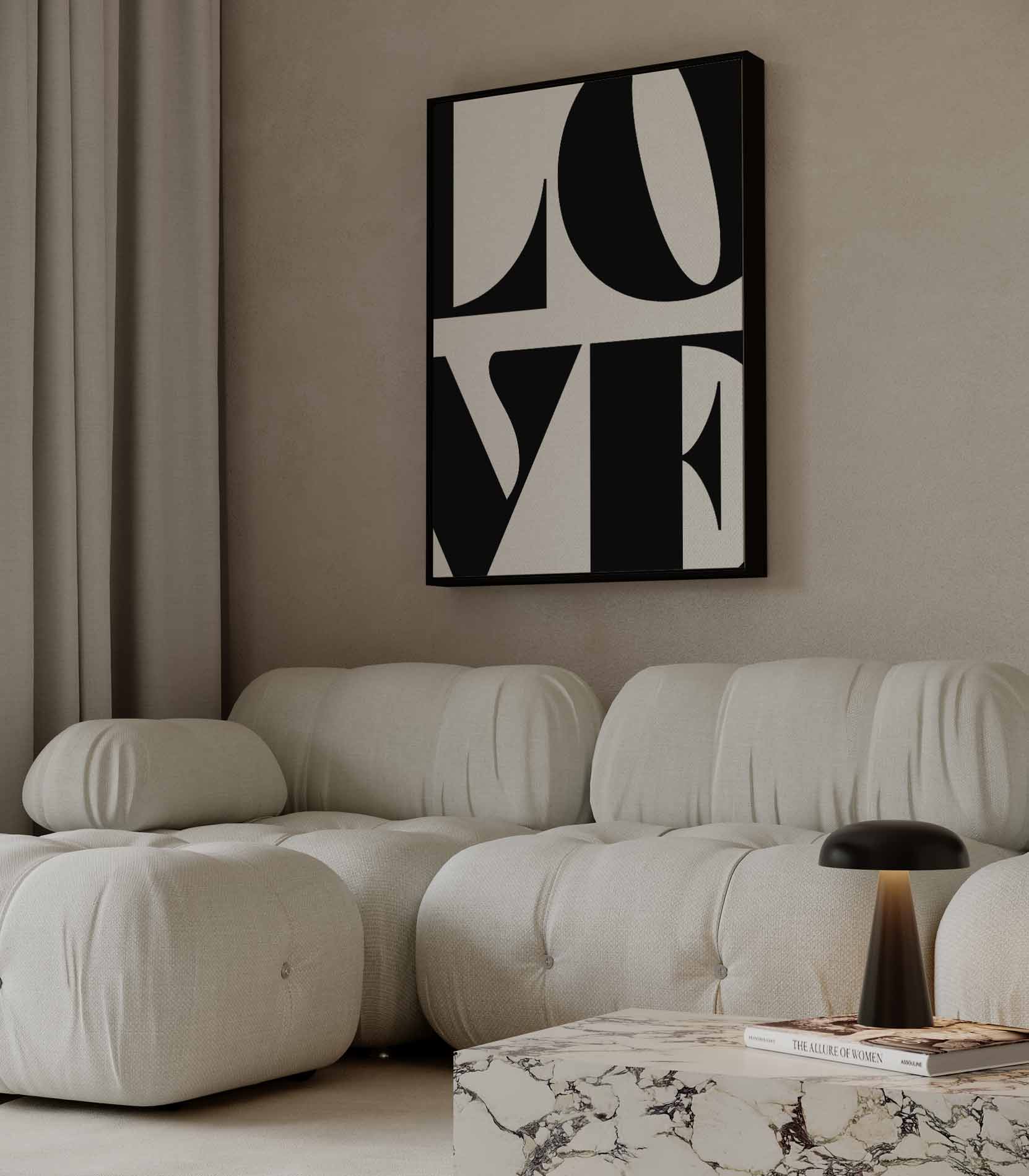 Liefdevol Typografisch Kunstwerk-canvas-dibond-plexiglas-wanddecoratie-WallArtistic