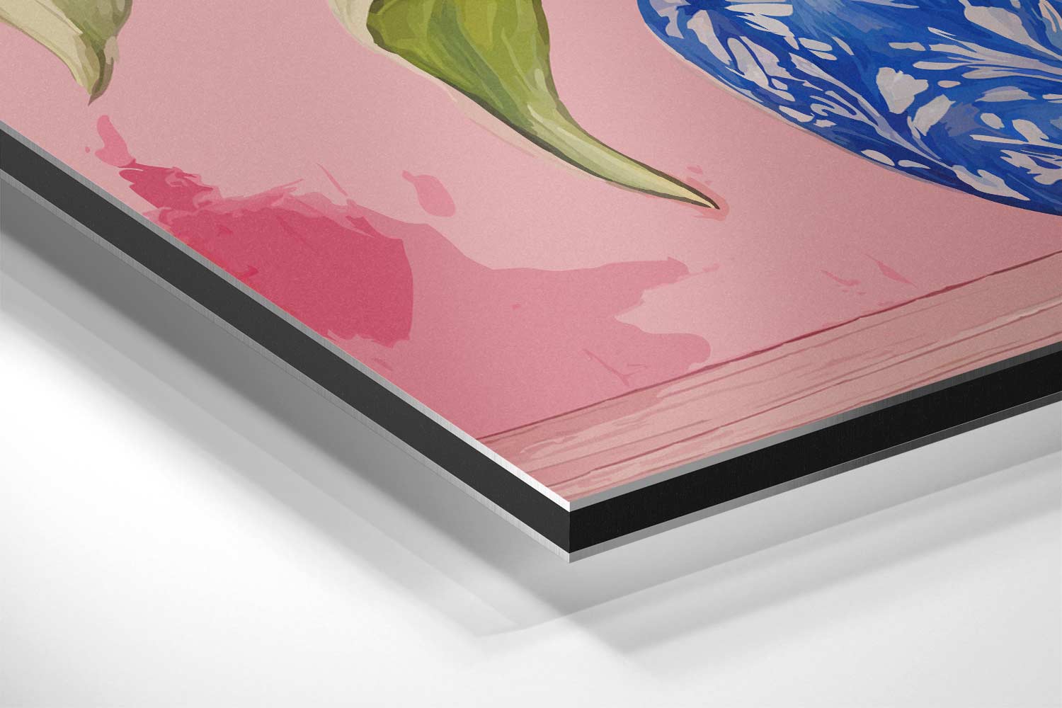 Bont Tulpenboeket in Blauwe Vaas Kunstwerk-canvas-dibond-plexiglas-wanddecoratie-WallArtistic