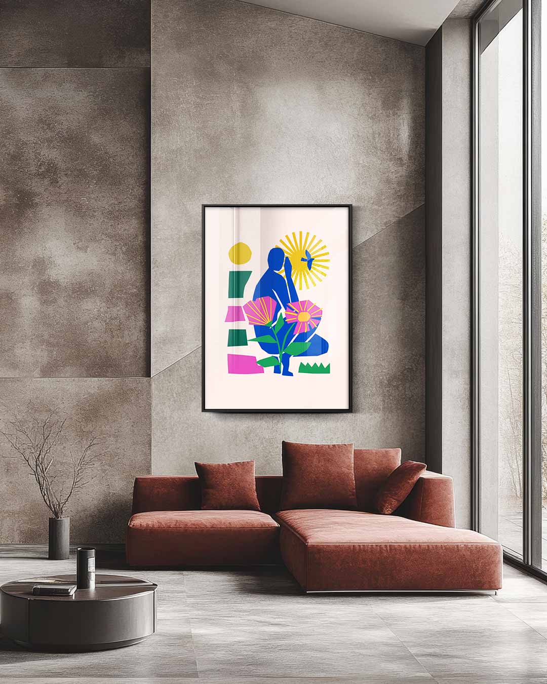 Zonsondergang Silhouet Kunstwerk-canvas-dibond-plexiglas-wanddecoratie-WallArtistic