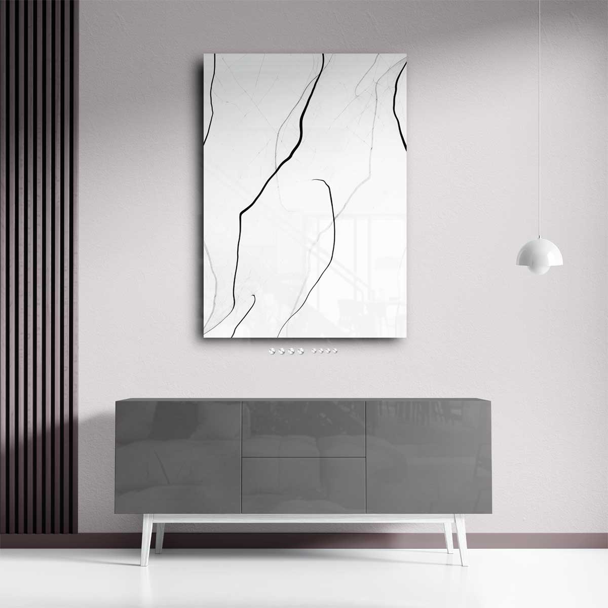 Zwarte Lijnen op Witte Rust Kunstwerk-canvas-dibond-plexiglas-wanddecoratie-WallArtistic