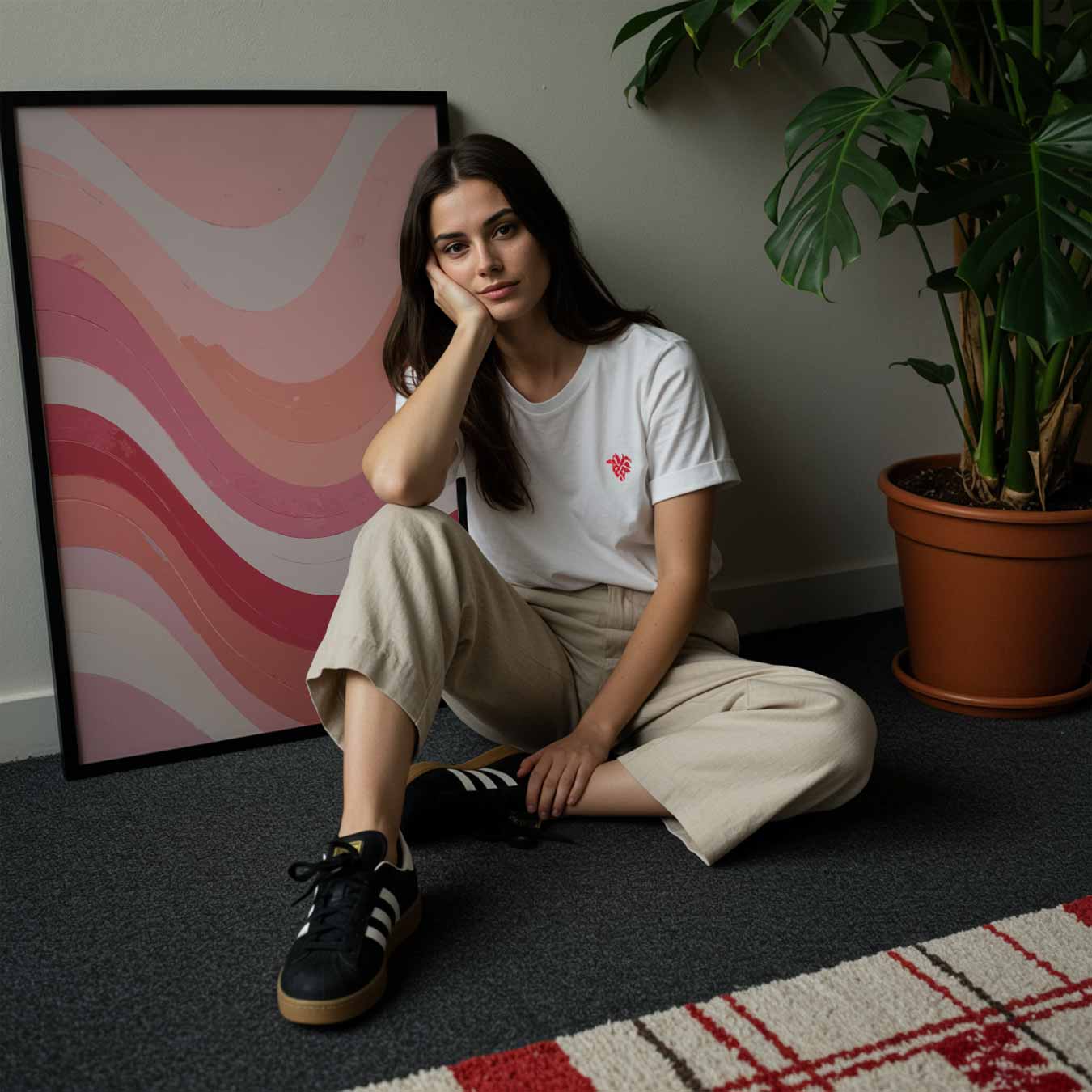 Vrolijke Golven in Roze Poster