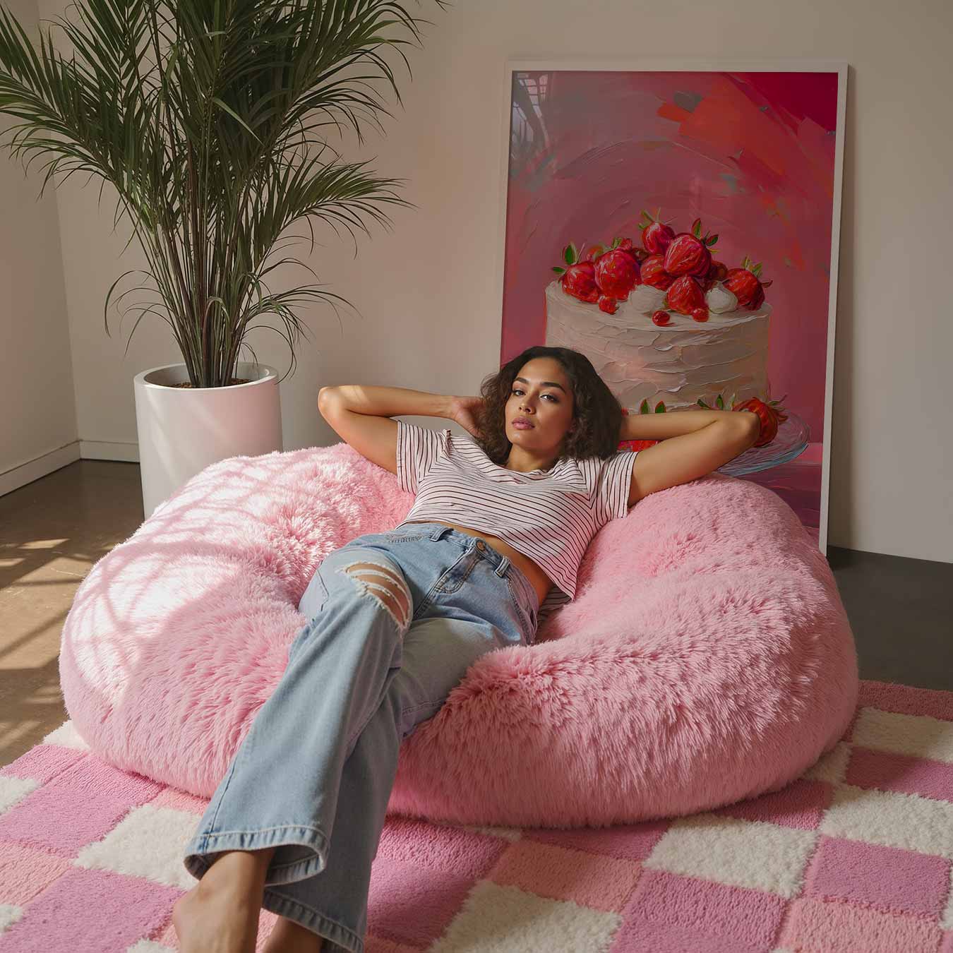 Zomerse Aardbeientaart Kunstposter-WallArtistic