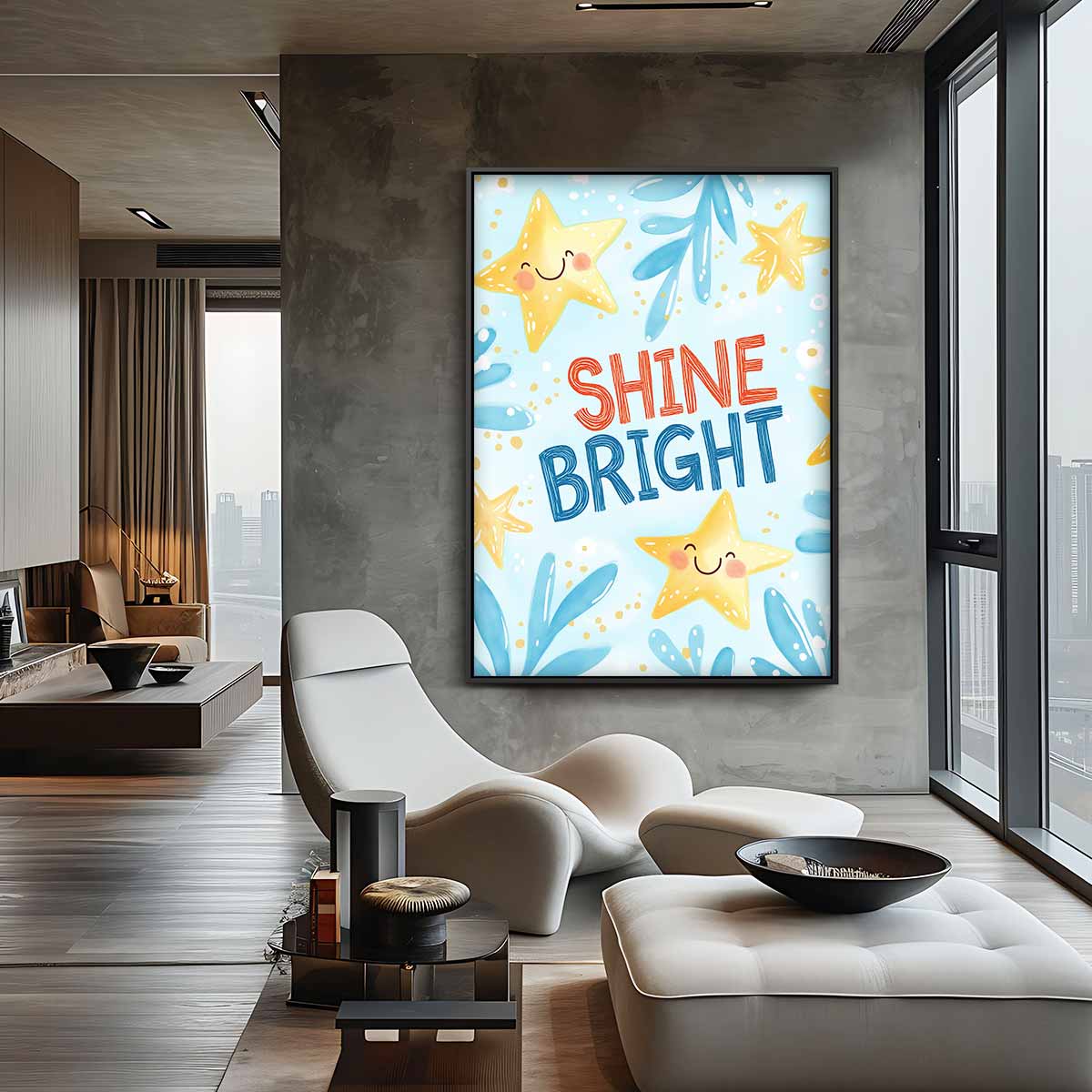 Vrolijke Sterren Poster Kunstwerk-canvas-dibond-plexiglas-wanddecoratie-WallArtistic