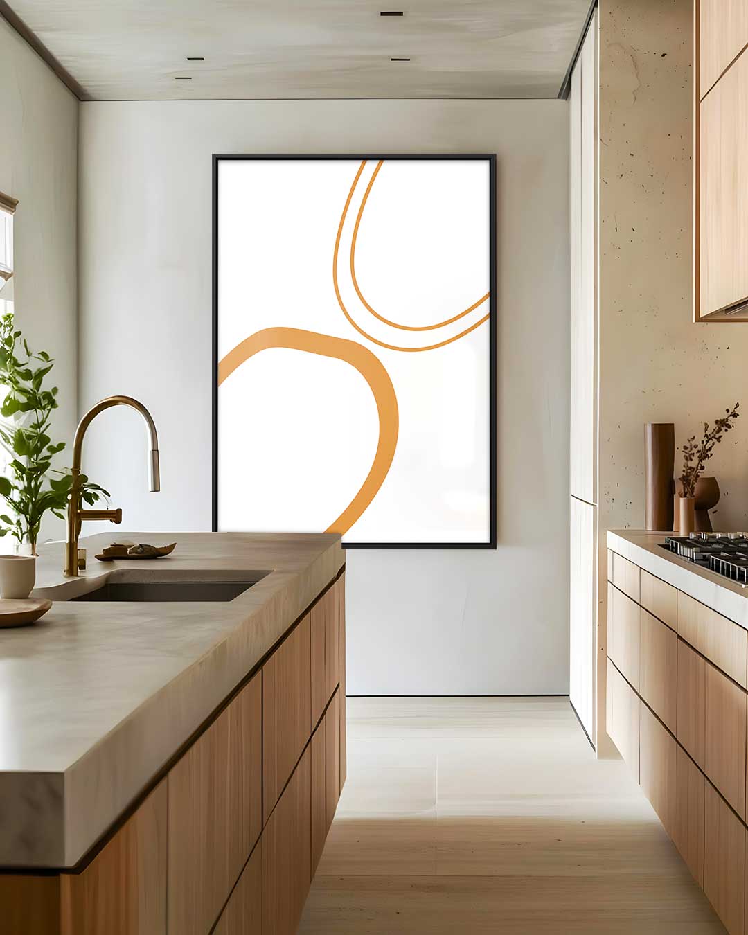 Organische Oranjeronde Vormen Kunstwerk-canvas-dibond-plexiglas-wanddecoratie-WallArtistic