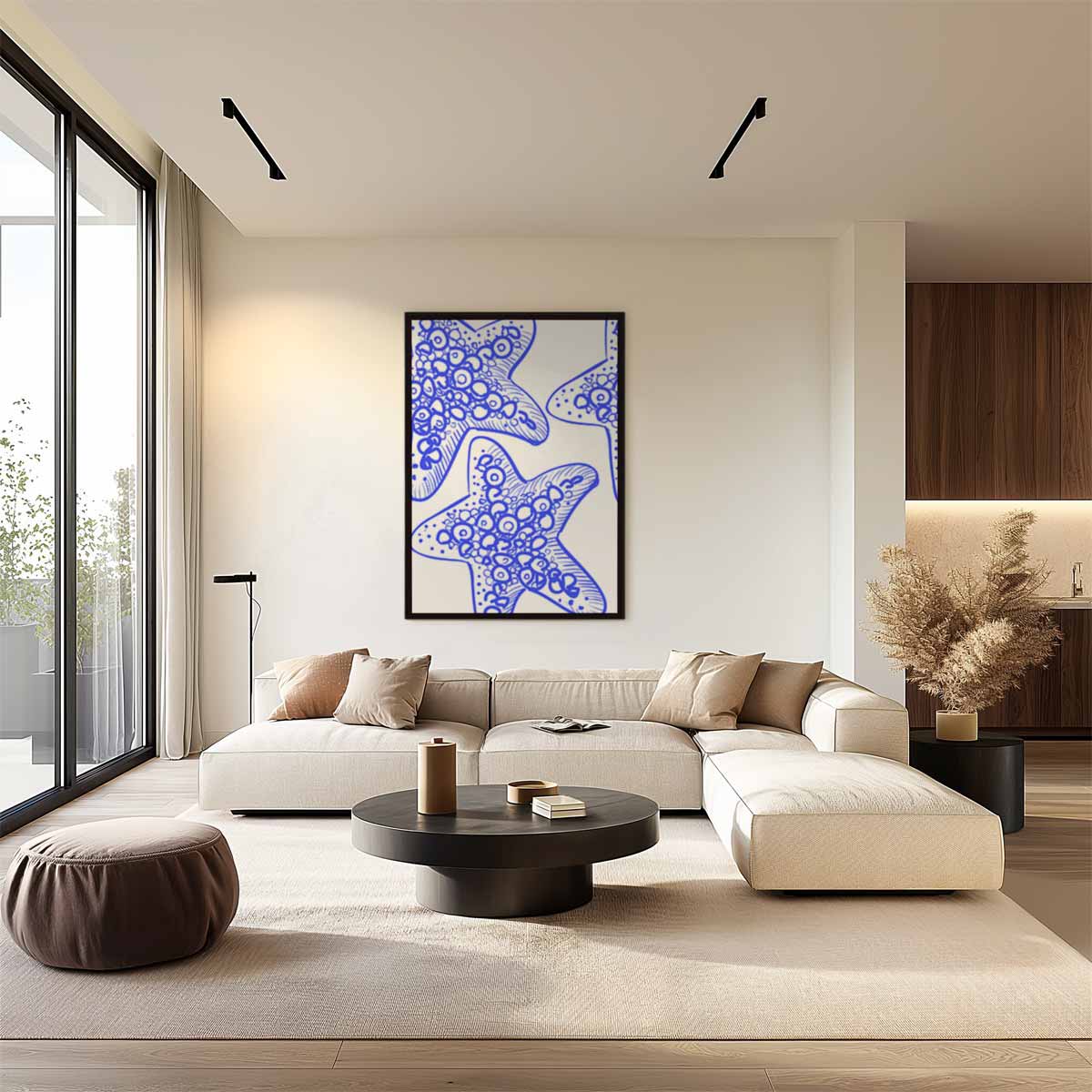 Zeesterren in Blauw Kunstwerk-canvas-dibond-plexiglas-wanddecoratie-WallArtistic