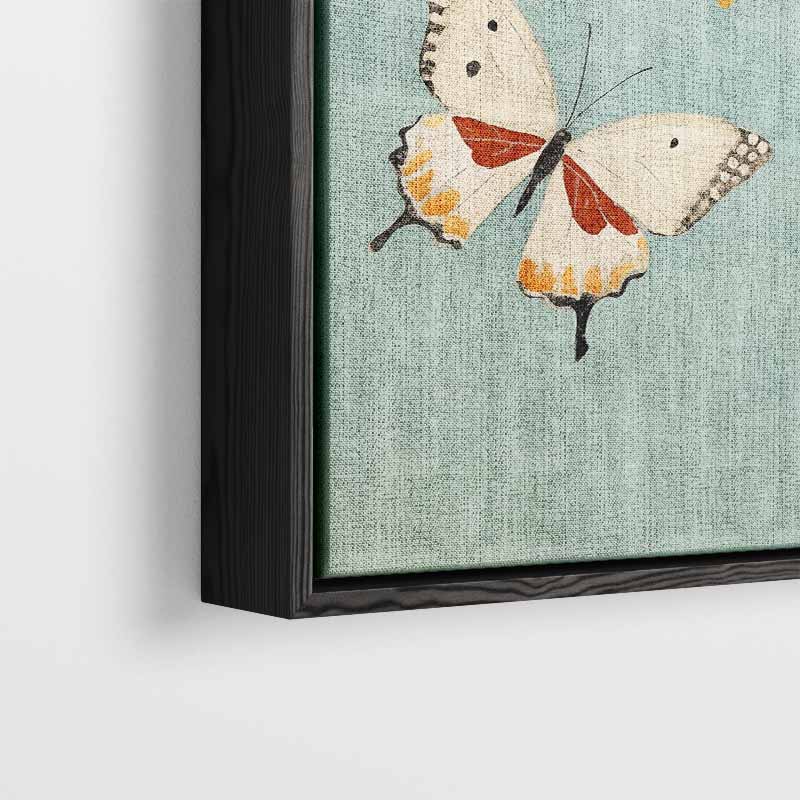 Vliegende Vlinders op Hemelsblauw Kunstwerk-canvas-dibond-plexiglas-wanddecoratie-WallArtistic