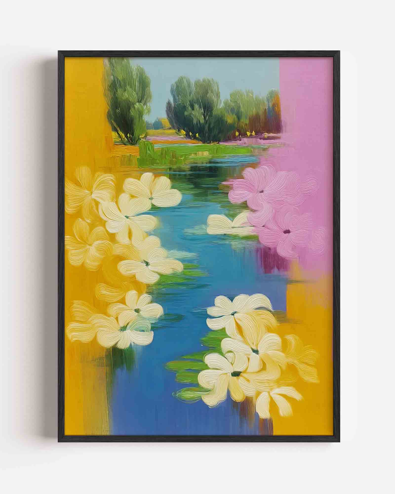 Bloemen en landschap Poster