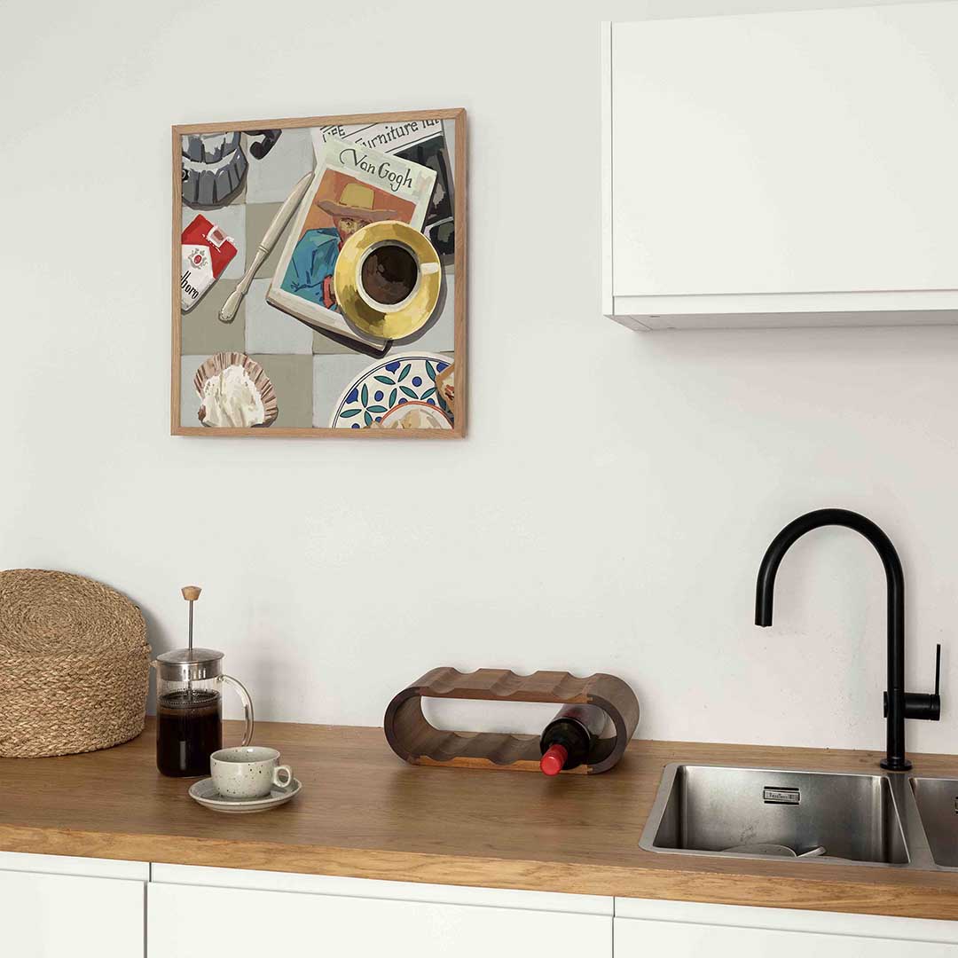Stilleven met koffie en boek Poster
