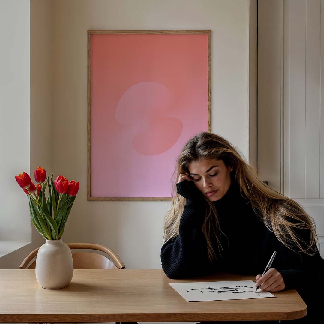 Dromerige Coral Abstracte Poster-WallArtistic