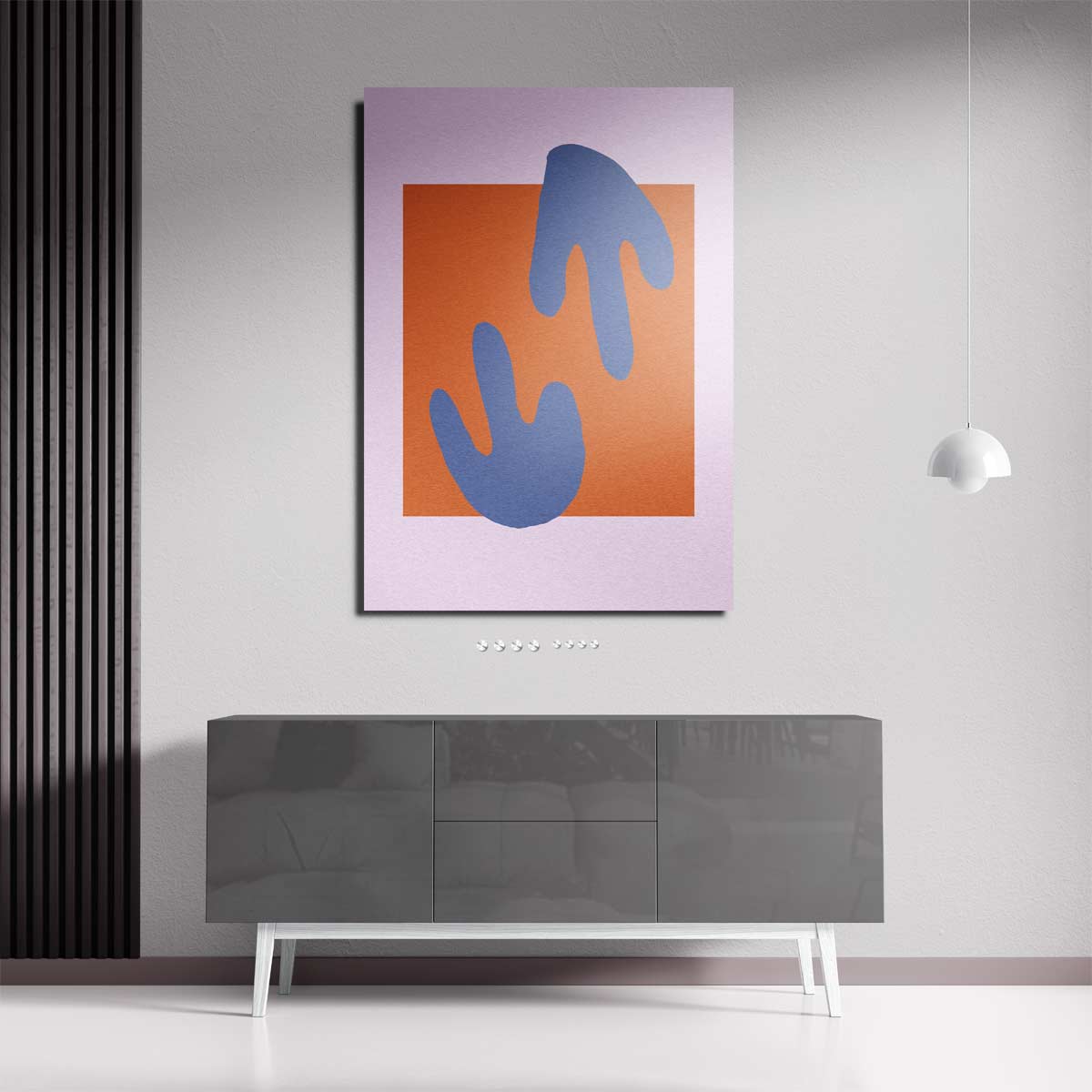 Abstracte Kleurencompositie in Paars en Oranjebruin Kunstwerk-canvas-dibond-plexiglas-wanddecoratie-WallArtistic