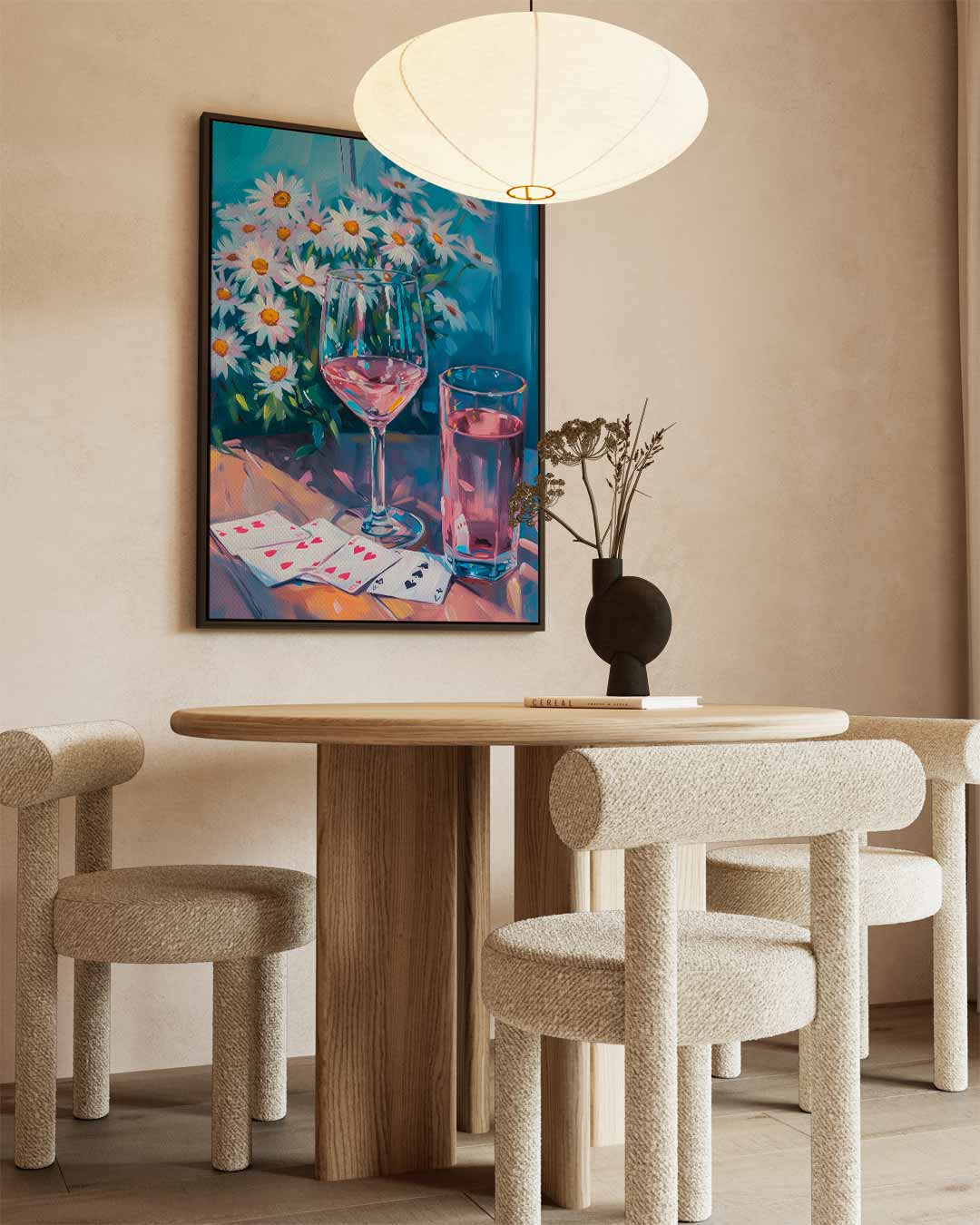 Zomerse Sferen met Glazen en Madeliefjes Kunstwerk-canvas-dibond-plexiglas-wanddecoratie-WallArtistic