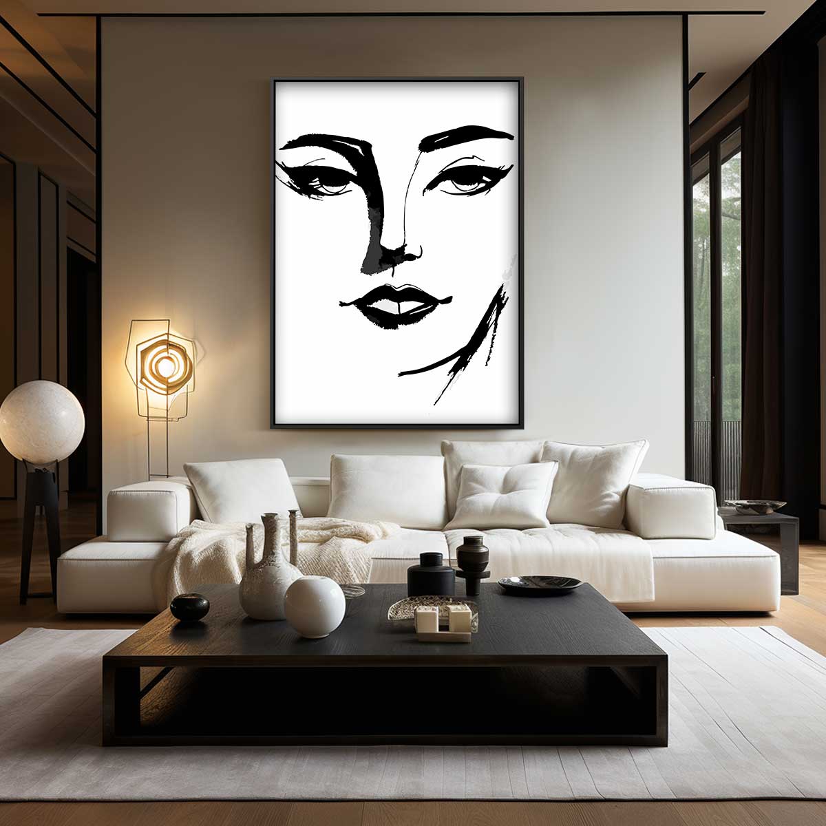 Minimalistisch Portret in Zwart-Wit Kunstwerk-canvas-dibond-plexiglas-wanddecoratie-WallArtistic