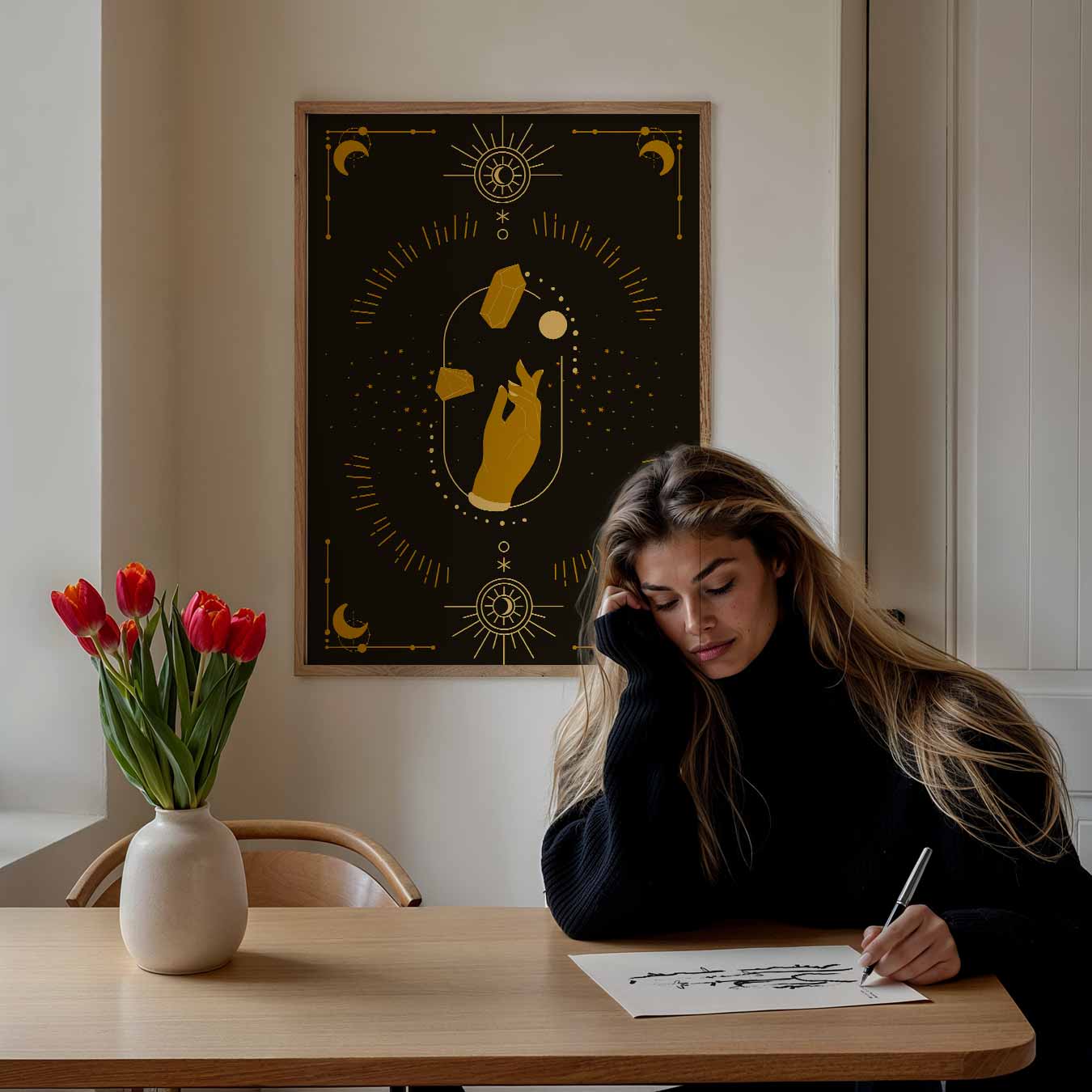 Mystieke Maan en Sterren Poster