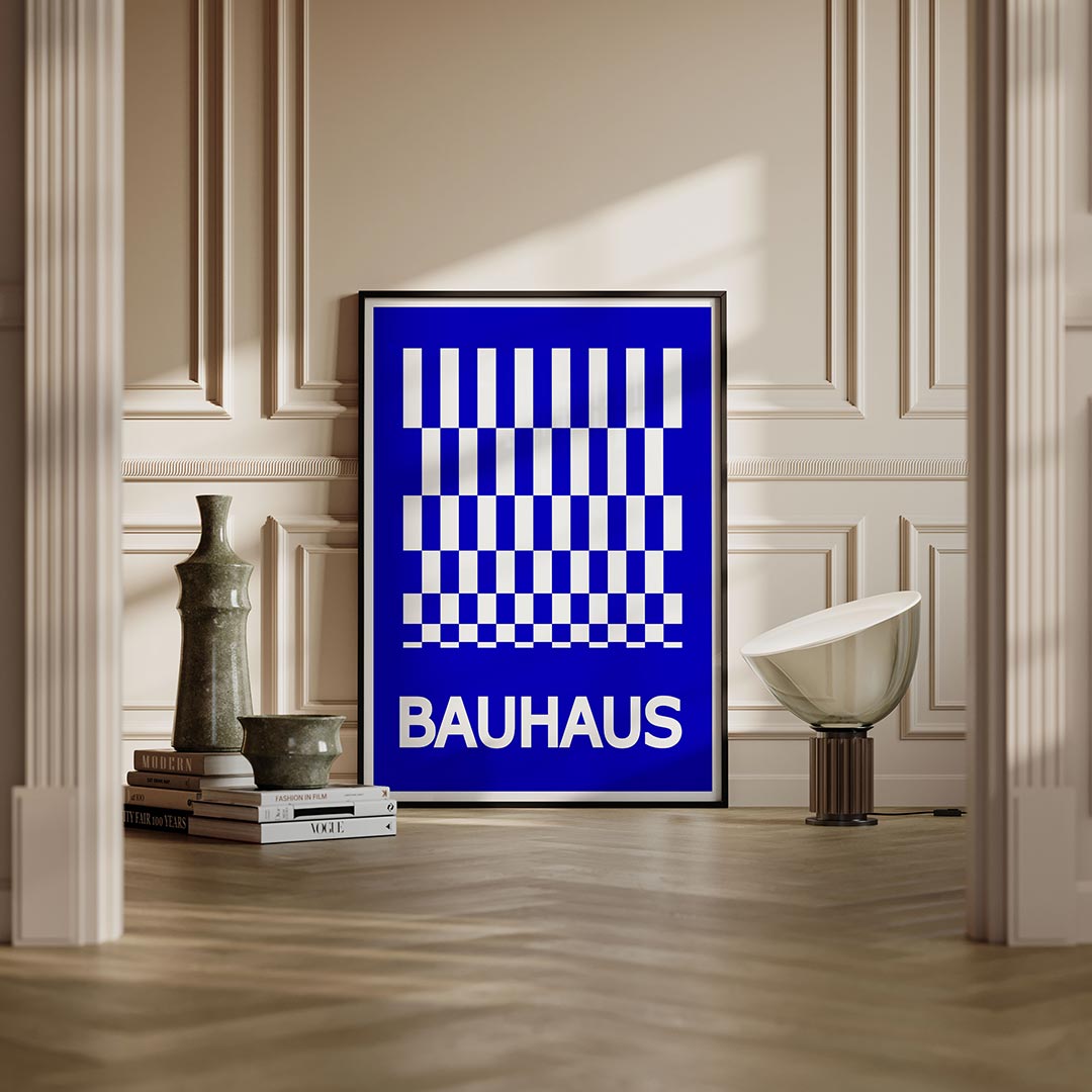 Blauw wit ritme Poster