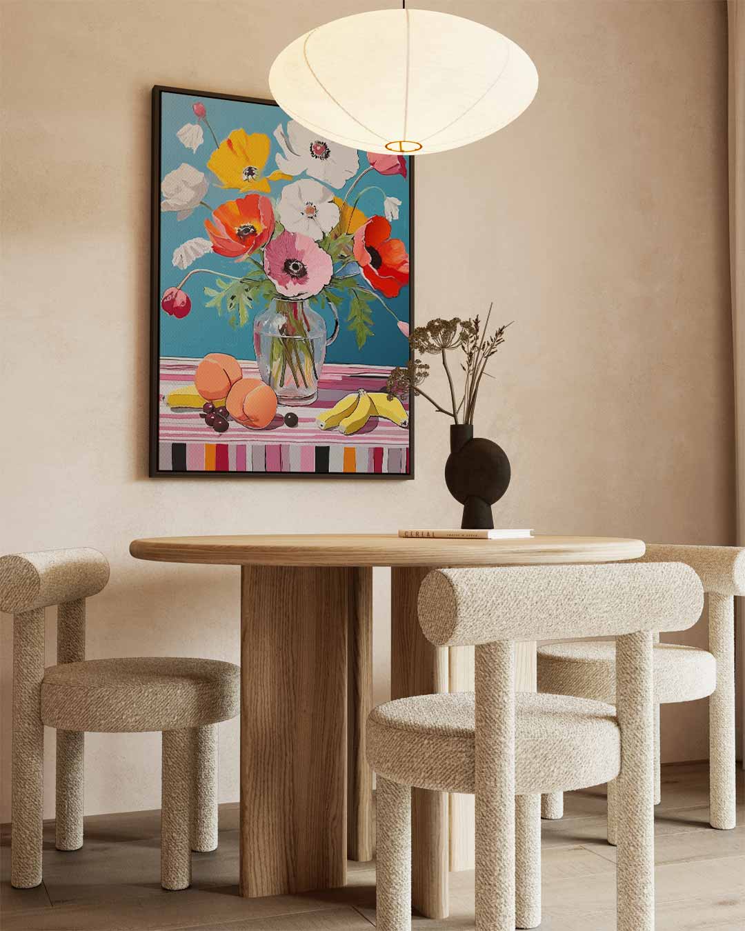 Bloemenpracht met Fruitschaal Kunstwerk-canvas-dibond-plexiglas-wanddecoratie-WallArtistic