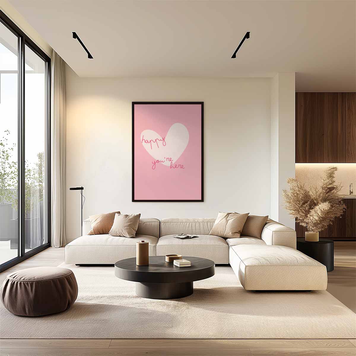 Welkomsthart in Roze Kunstwerk-canvas-dibond-plexiglas-wanddecoratie-WallArtistic