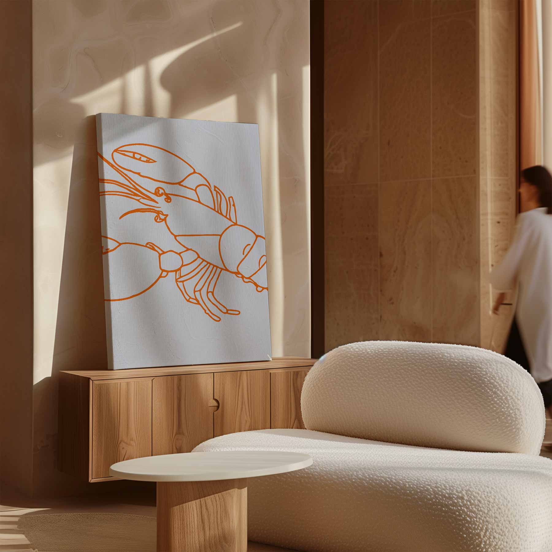Moderne Oranjekreeft Illustratie Kunstwerk-canvas-dibond-plexiglas-wanddecoratie-WallArtistic