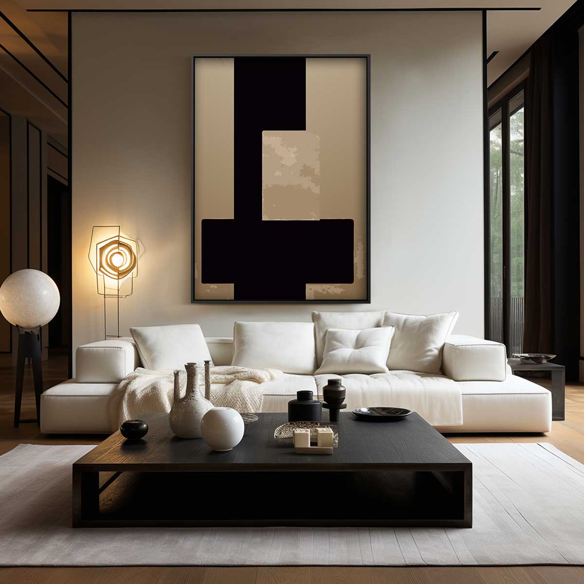 Abstract Bruin Contrast Kunstwerk-canvas-dibond-plexiglas-wanddecoratie-WallArtistic