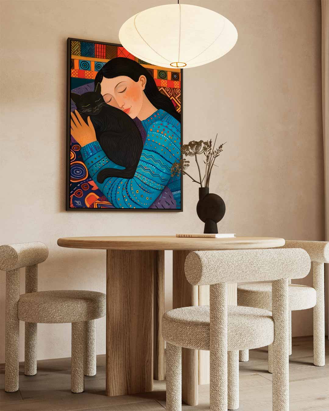 Knuffel met Kat Kunstwerk-canvas-dibond-plexiglas-wanddecoratie-WallArtistic