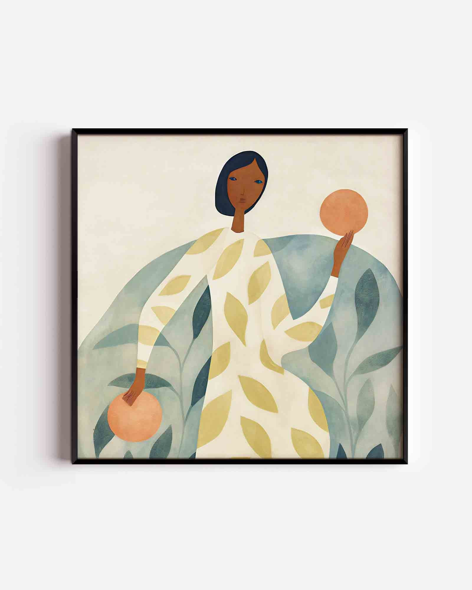 Vrouw met bladeren Poster