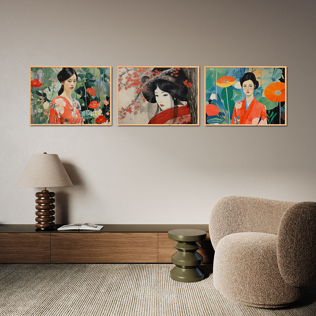 Bloemen en portret Posterset