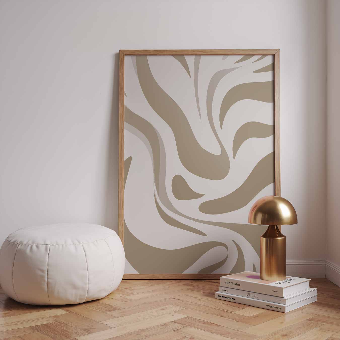 Beige Golvende Kunstposter-WallArtistic