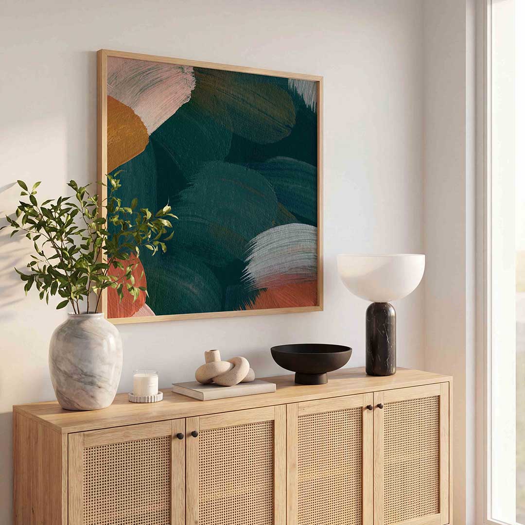 Abstracte penseelstreken Poster