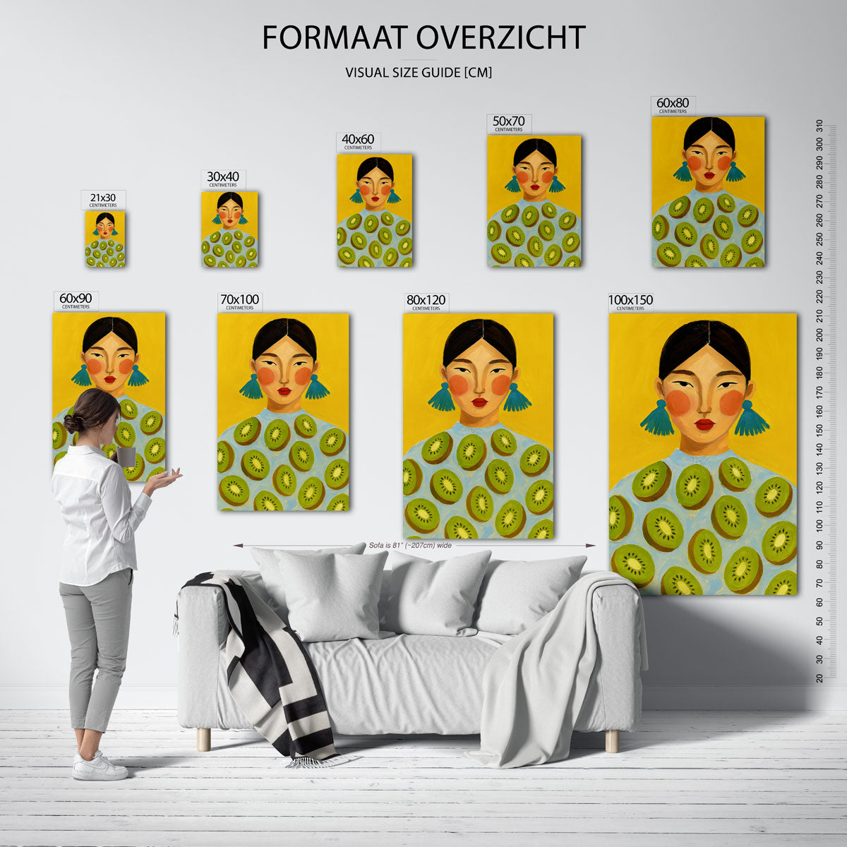 Vrouw met kiwi's Poster