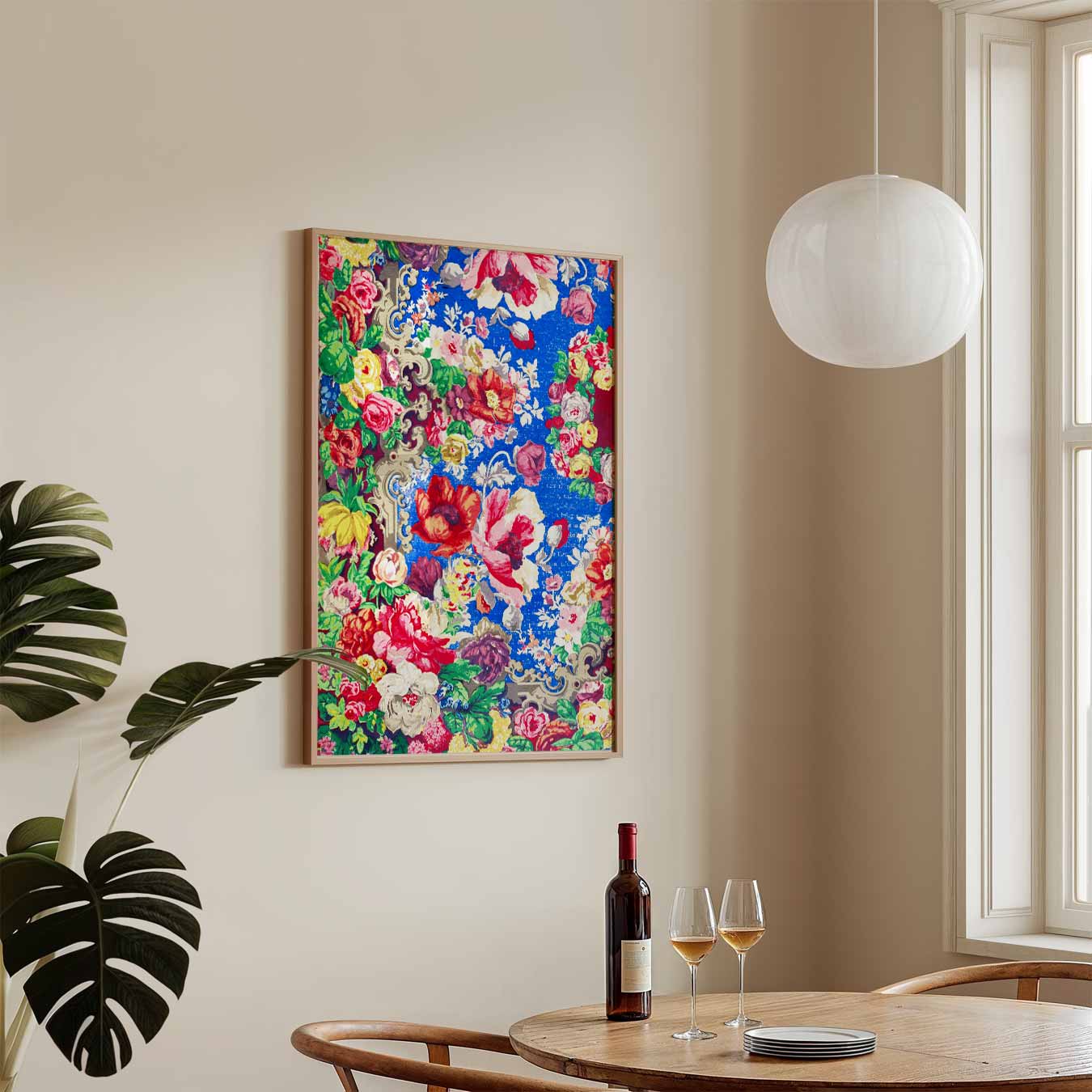 Bloemenpracht op een Hemelsblauwe Achtergrond Poster