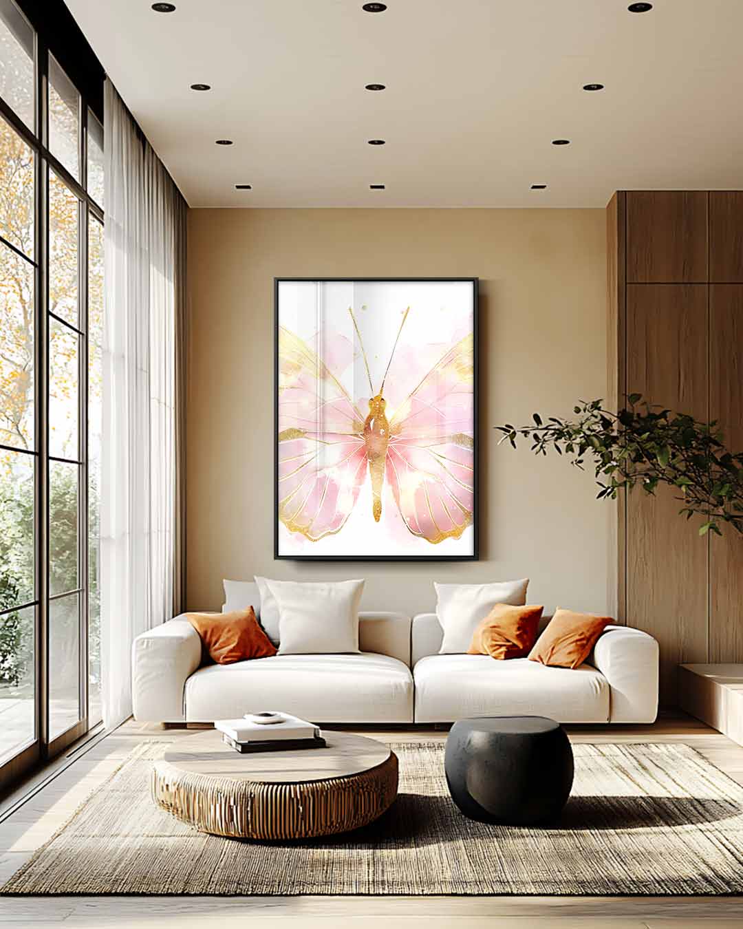 Magische Vlinder in Pastel Kunstwerk-canvas-dibond-plexiglas-wanddecoratie-WallArtistic