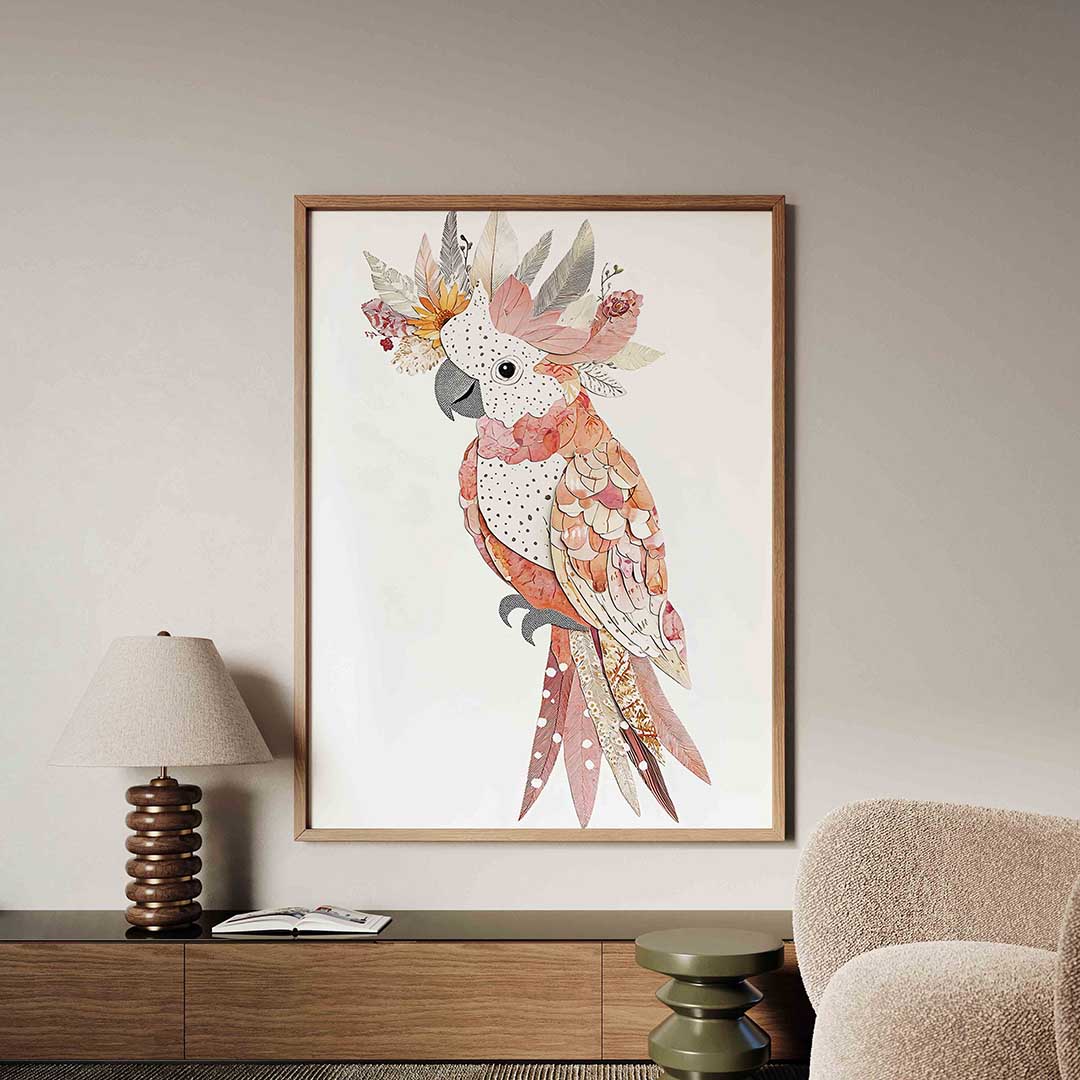Papegaai met bloemen Poster