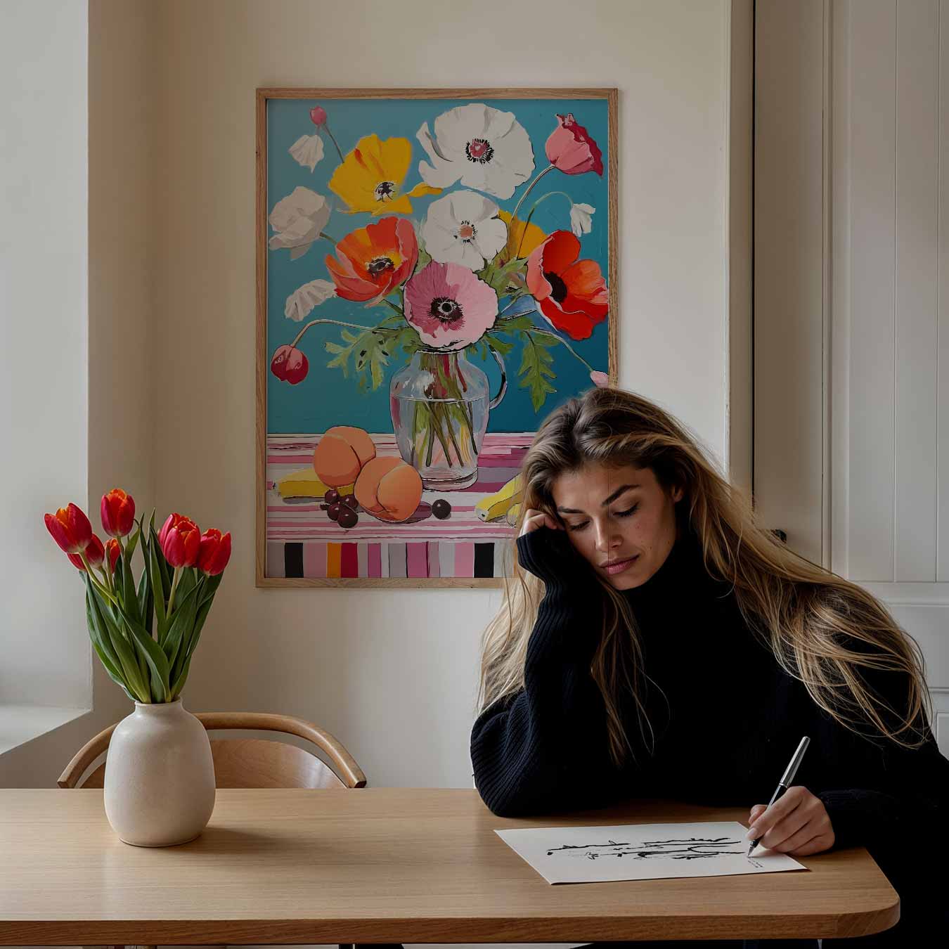 Vrolijke Bloemen en Fruit Poster