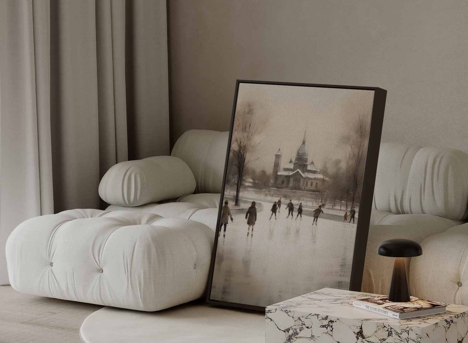 Winterse Schaatspret Kunstwerk-canvas-dibond-plexiglas-wanddecoratie-WallArtistic