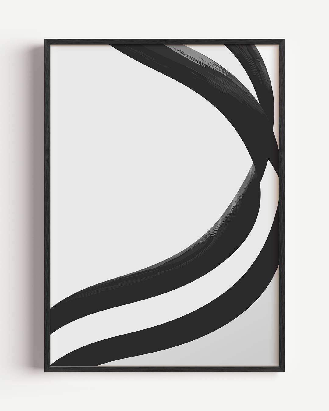 Zwarte en Witte Golvende Vormen Poster-WallArtistic