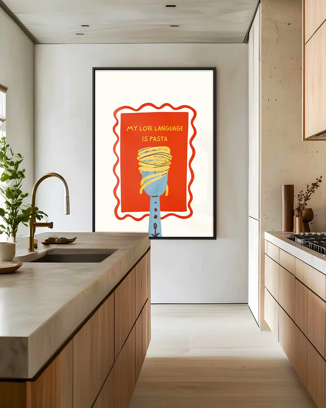 Pasta Liefdestaal Poster Kunstwerk-canvas-dibond-plexiglas-wanddecoratie-WallArtistic