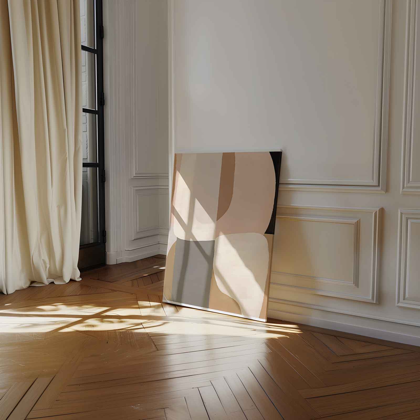 Warm Elegantie Abstract Schilderij Kunstwerk-canvas-dibond-plexiglas-wanddecoratie-WallArtistic