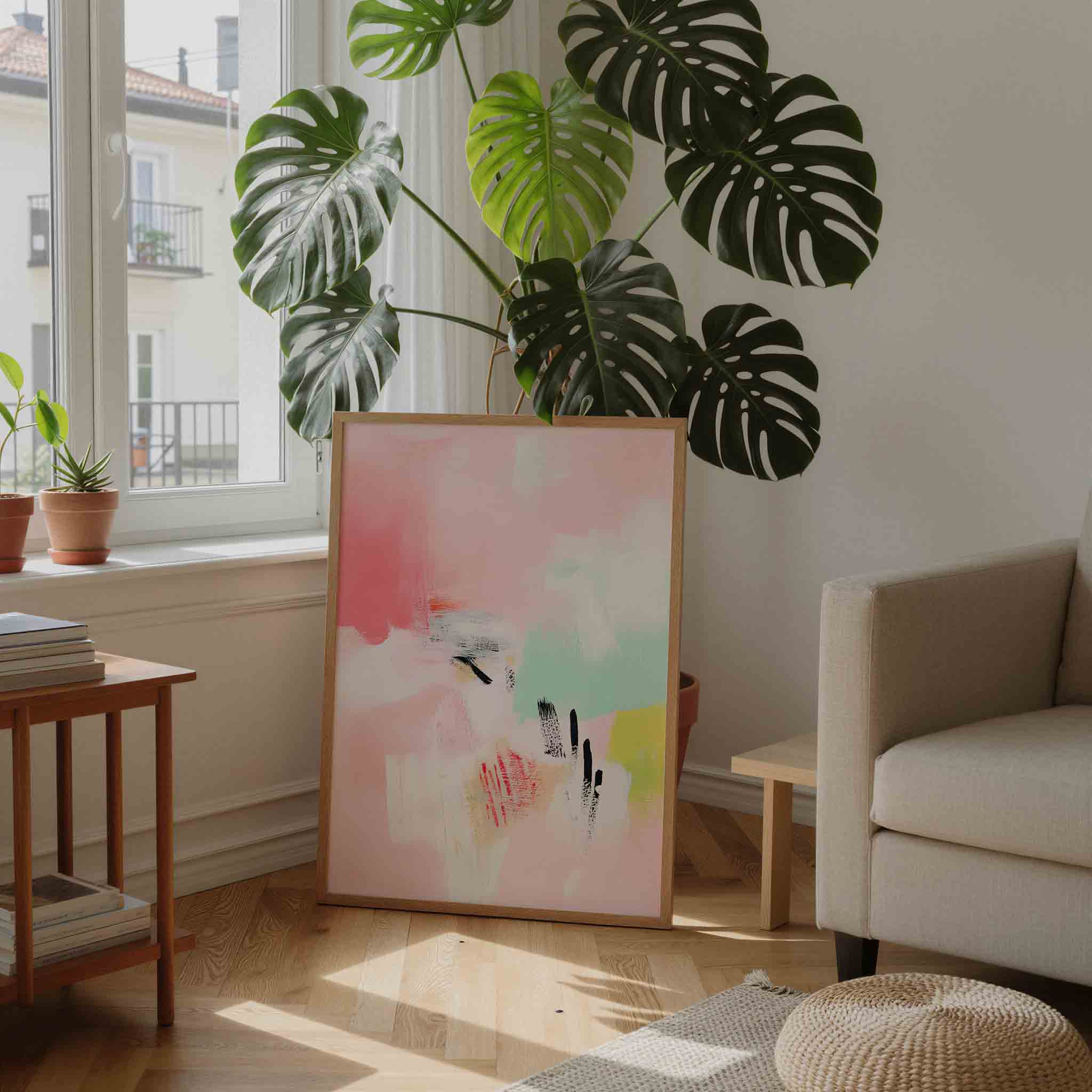 Abstracte penseelstreken Poster