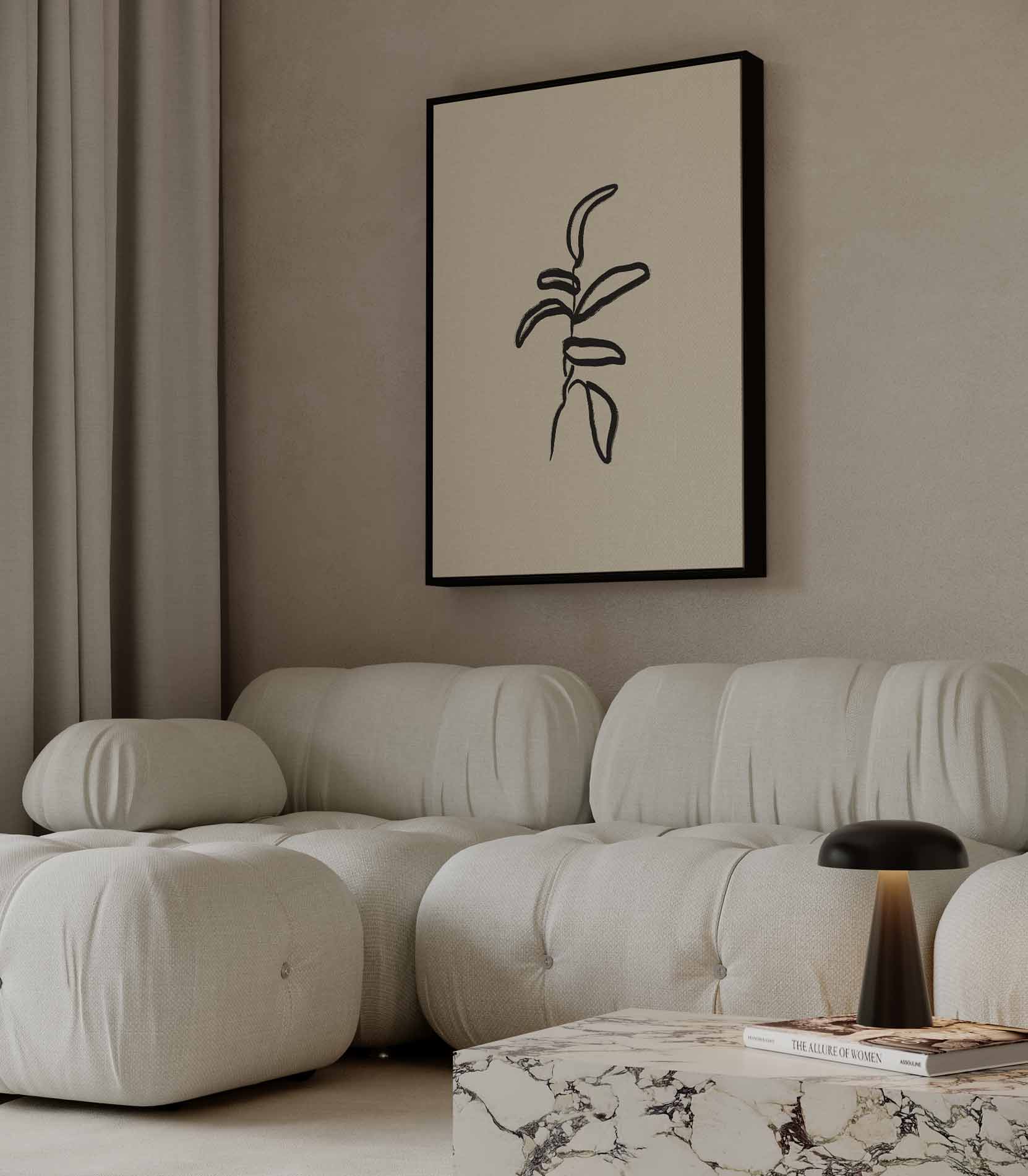 Minimalistische Botanische Schets Kunstwerk-canvas-dibond-plexiglas-wanddecoratie-WallArtistic