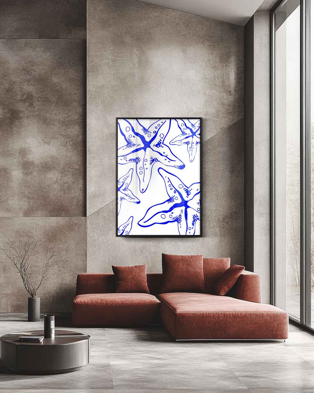 Speelse Zee Ster Illustratie Kunstwerk-canvas-dibond-plexiglas-wanddecoratie-WallArtistic