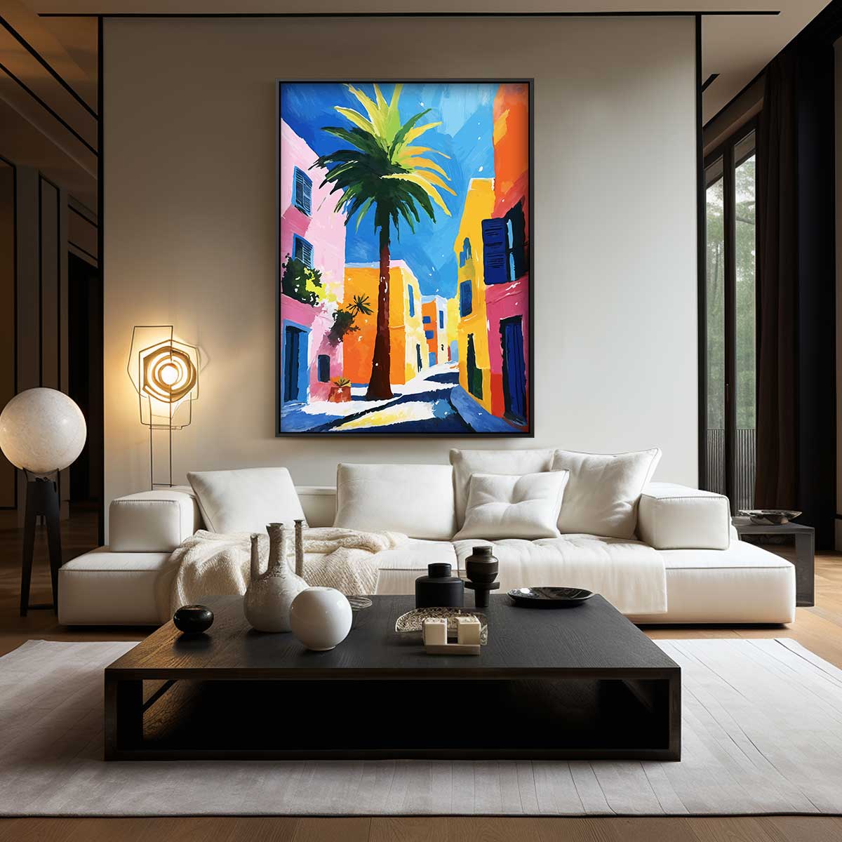 Zonnige Straat in de Middellandse Zee Kunstwerk-canvas-dibond-plexiglas-wanddecoratie-WallArtistic
