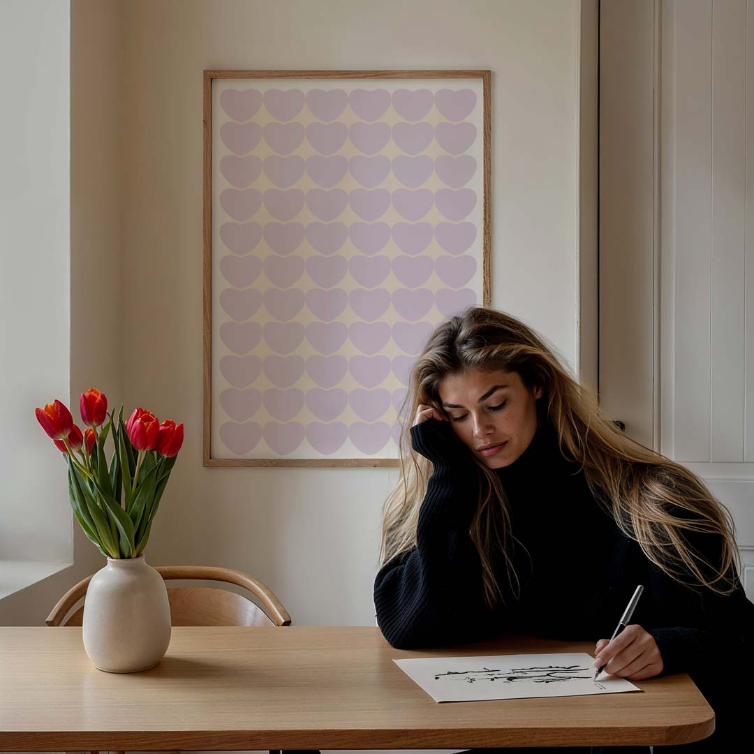 Pastel Harten Wanddecoratie Poster-WallArtistic