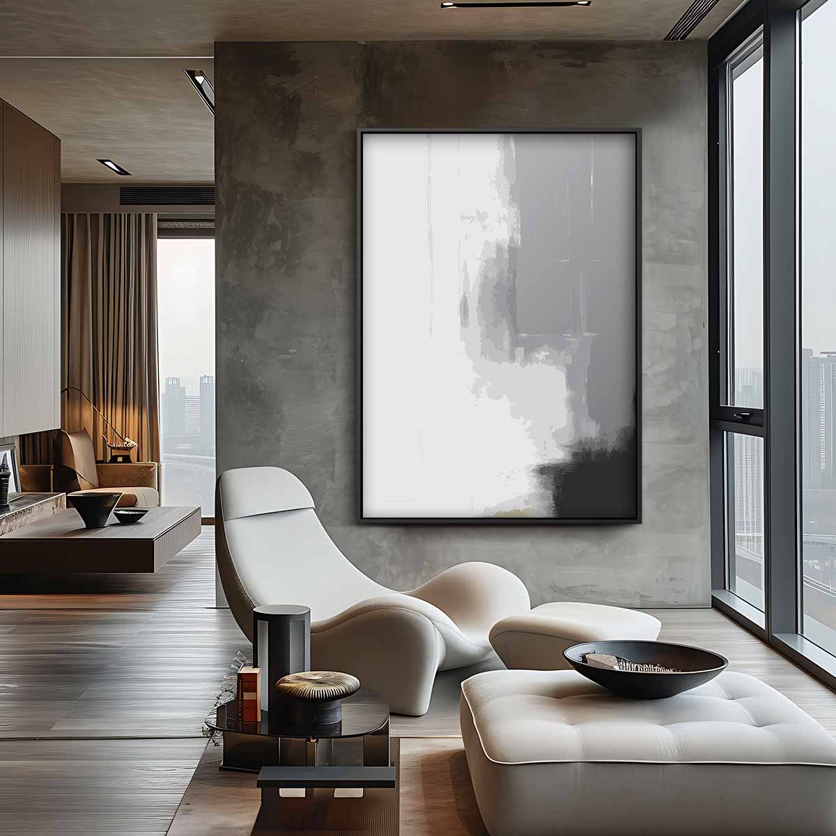 Vervaagde Grijze Transformatie Kunstwerk-canvas-dibond-plexiglas-wanddecoratie-WallArtistic