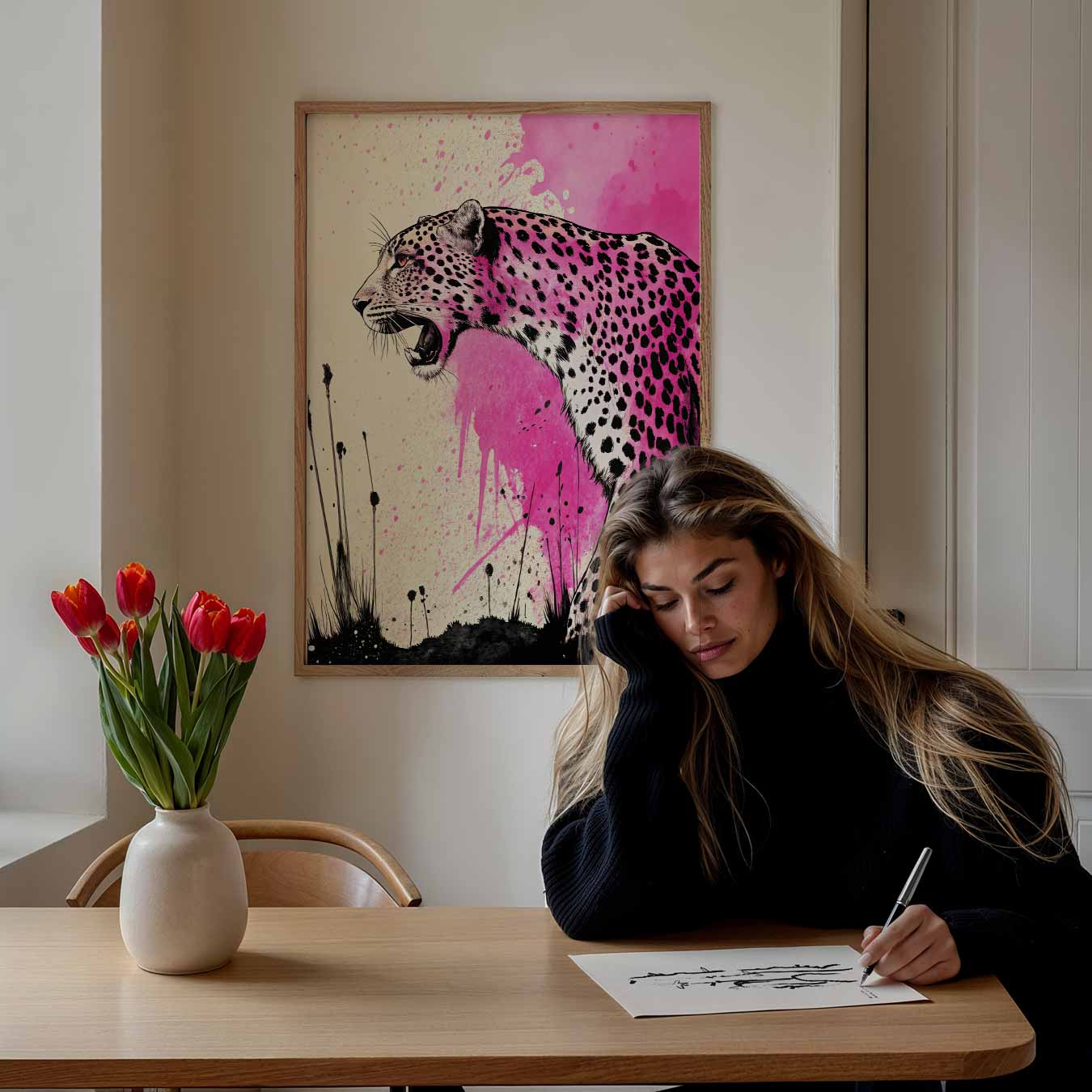 Wild Roze Leopard Print Poster-WallArtistic