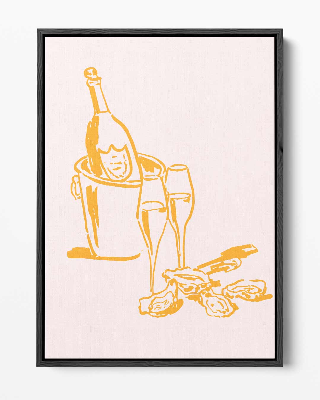 Champagne en Oesters Schilderij Kunstwerk-canvas-dibond-plexiglas-wanddecoratie-WallArtistic
