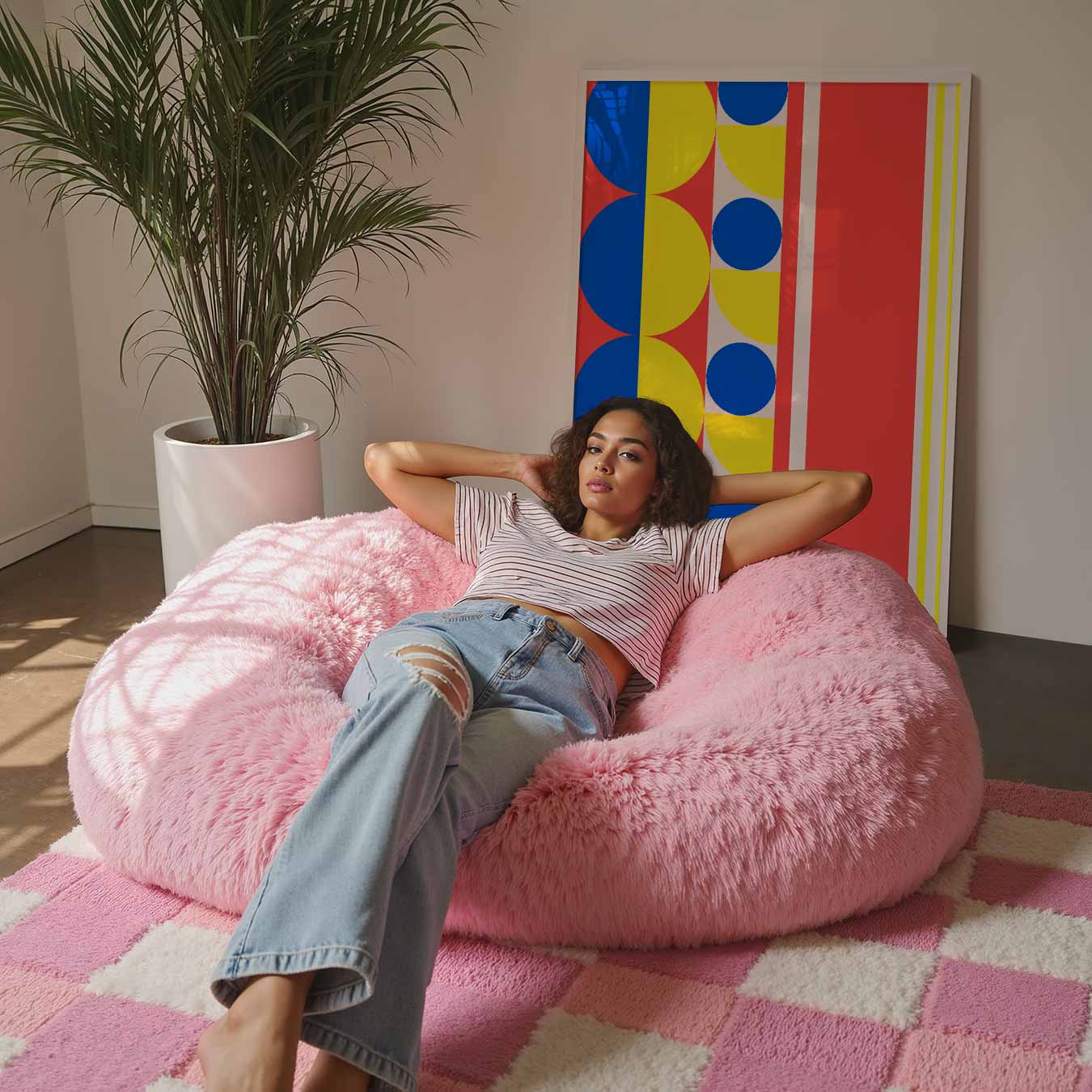 Kleurrijke Geometrische Cirkel- en Strepenposter-WallArtistic