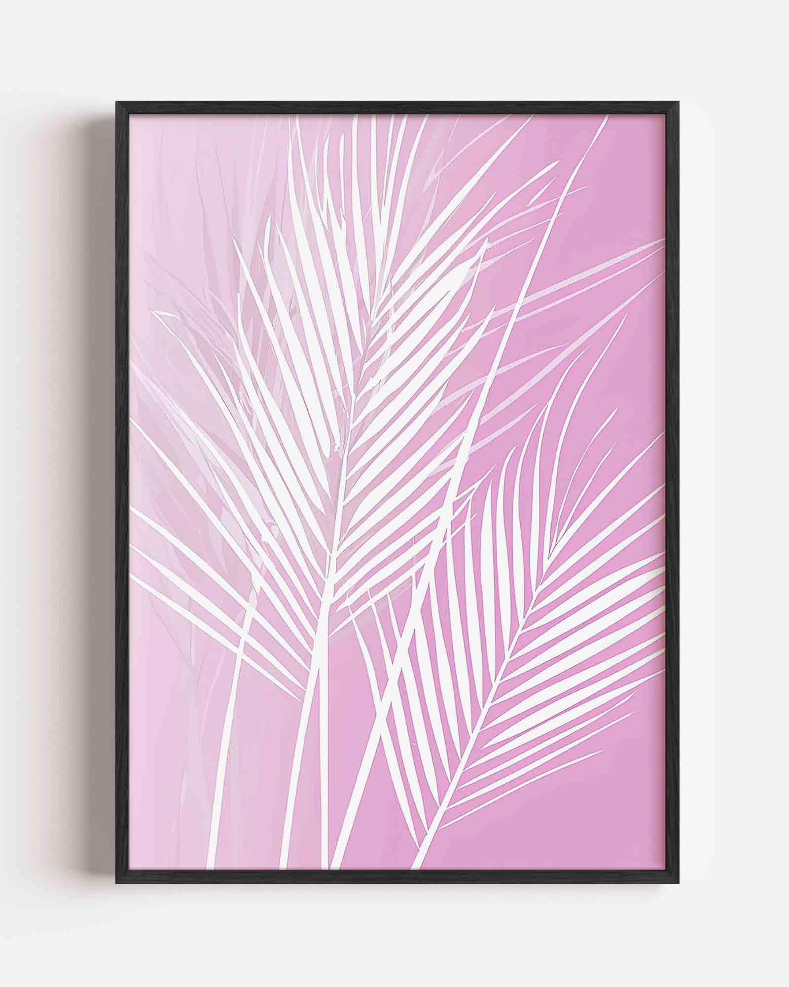 Witte bladeren op roze Poster