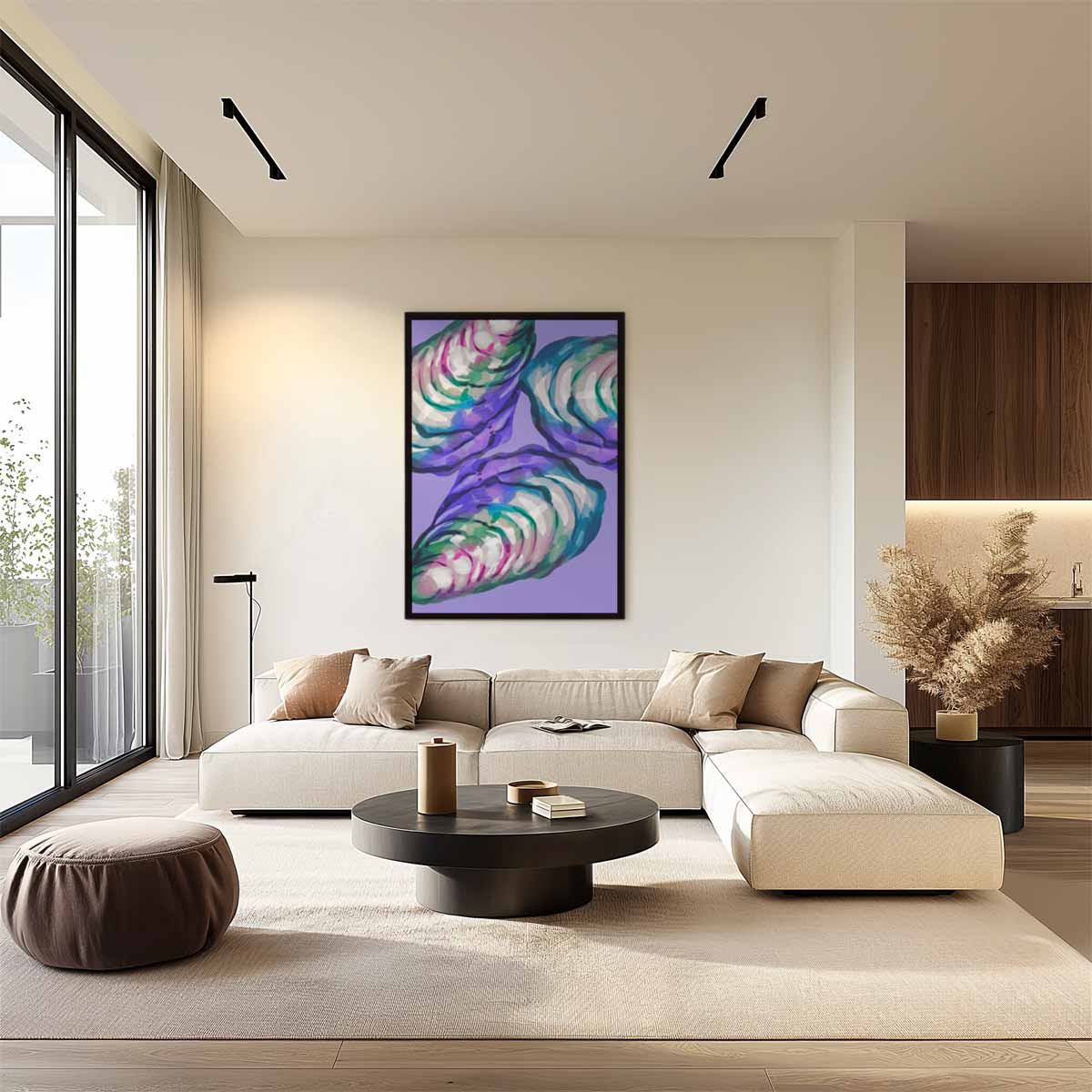 Kleurrijke Abstracte Oesters Kunstwerk-canvas-dibond-plexiglas-wanddecoratie-WallArtistic