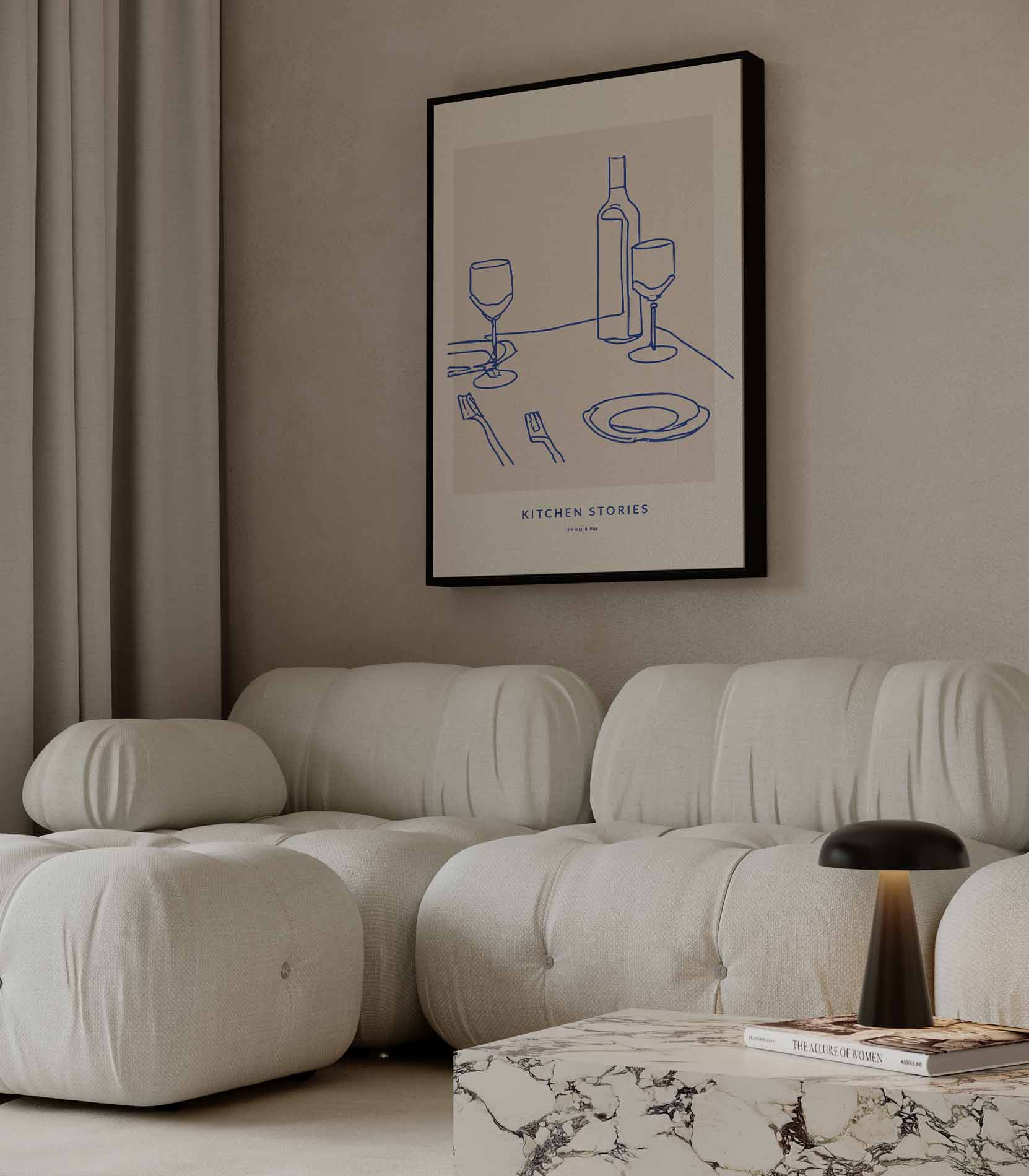 Eenvoudige Tafelscène Illustratie Kunstwerk-canvas-dibond-plexiglas-wanddecoratie-WallArtistic