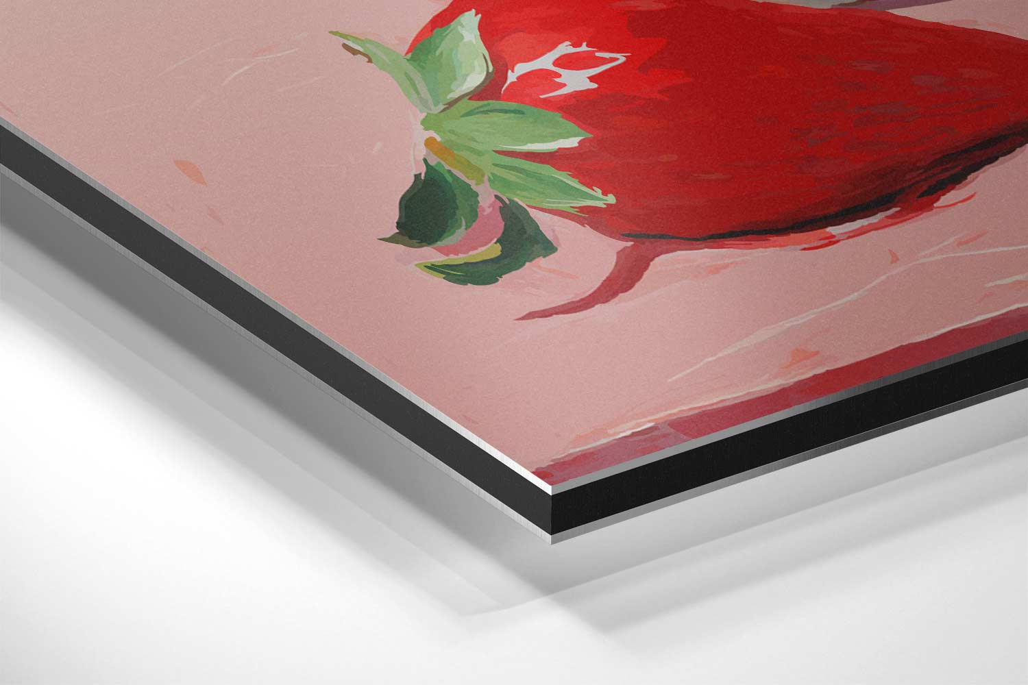 Aardbeien in Bloemenschotel Kunstwerk-canvas-dibond-plexiglas-wanddecoratie-WallArtistic